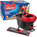 Set complet de mop de podea Vileda Ultramax Turbo 2in1, mop cu maner telescopic, capac din microfibra si galeata cu power spinner, pentru toate podelele dure, lungime maner 75-130cm, ambalaj eco