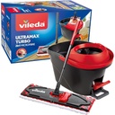 Set complet de mop de podea Vileda Ultramax Turbo 2in1, mop cu maner telescopic, capac din microfibra si galeata cu power spinner, pentru toate podelele dure, lungime maner 75-130cm, ambalaj eco
