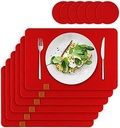 Preșă de loc Lindenberg Living din pâslă cu suport anti-alunecare | 6 servetele de loc și 6 suporturi de sticlă | Serviciu de loc rotund cu ștergere, antracit | Potrivit pentru mașini de spălat | Serturi de loc cu design lavabil