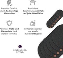 Preșă de loc Lindenberg Living din pâslă cu suport anti-alunecare | 6 servetele de loc și 6 suporturi de sticlă | Serviciu de loc rotund cu ștergere, antracit | Potrivit pentru mașini de spălat | Serturi de loc cu design lavabil