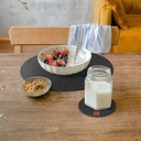 Preșă de loc Lindenberg Living din pâslă cu suport anti-alunecare | 6 servetele de loc și 6 suporturi de sticlă | Serviciu de loc rotund cu ștergere, antracit | Potrivit pentru mașini de spălat | Serturi de loc cu design lavabil