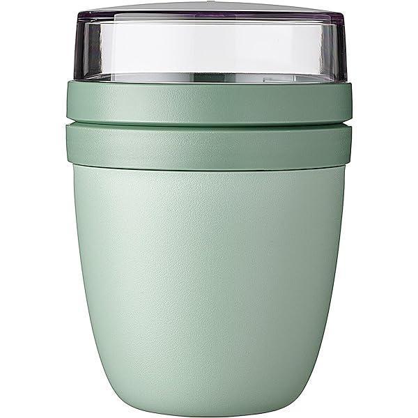 Cana cu muesli Mepal to go - cana practica cu iaurt - compartimente pentru iaurt & muesli - potrivita pentru congelator, cuptor cu microunde si masina de spalat vase - 500 ml + 200 ml - Nordic Sage.