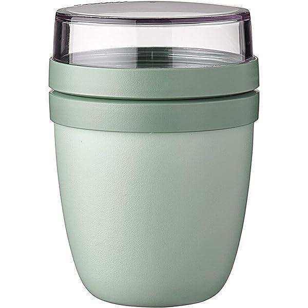 Cana cu muesli Mepal to go - cana practica cu iaurt - compartimente pentru iaurt & muesli - potrivita pentru congelator, cuptor cu microunde si masina de spalat vase - 500 ml + 200 ml - Nordic Sage.