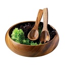 Premier Housewares Bol de salată din lemn de salcâm Bol de salată mare sculptat manual, 26 x 26 x 8 cm