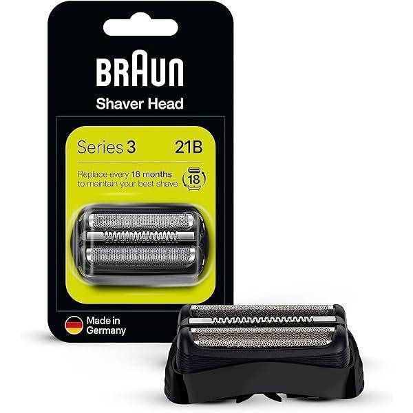 Cap de ras aparat de ras electric Braun Series 3, piesa de ras de schimb compatibila cu aparatele de ras pentru barbati Seria 3, 21B, negru
