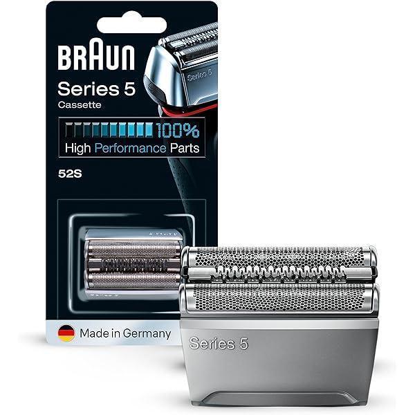Piesă de bărbierit de schimb pentru aparatul de ras electric Braun Series 5 52S, compatibil cu aparatele de ras pentru bărbați Seria 5 (vechea generație), argintiu, pachet de 1