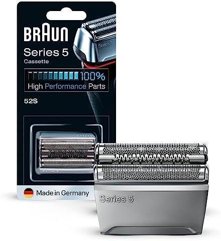 Piesă de bărbierit de schimb pentru aparatul de ras electric Braun Series 5 52S, compatibil cu aparatele de ras pentru bărbați Seria 5 (vechea generație), argintiu, pachet de 1