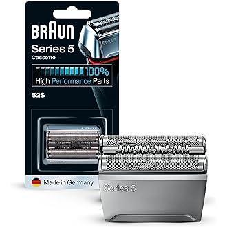 Piesă de bărbierit de schimb pentru aparatul de ras electric Braun Series 5 52S, compatibil cu aparatele de ras pentru bărbați Seria 5 (vechea generație), argintiu, pachet de 1