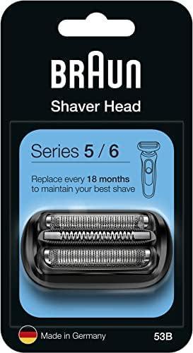 Cap de ras Braun Series 5, aparat de ras electric, piesa de ras de schimb compatibila cu aparatele de ras pentru barbati Seria 5 si 6 (modele din 2020), 53B, negru, pachet de 1