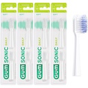 Capete de perie GUM Sonic Daily de înlocuire pentru periuța de dinți GUM Sonic Daily Sonic/Moale, peri microfini pentru curățare delicată, minuțioasă, în fiecare zi / Pachet de 4 x 2 (alb)