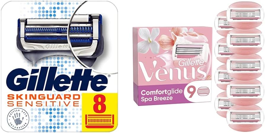 Lame de ras Gillette Venus Comfortglide Spa Breeze pentru aparate de ras pentru femei, 9 lame de schimb pentru aparatele de ras pentru femei cu lama tripla
