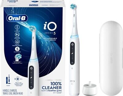 Periuță de dinți electrică Oral-B iO 5N albă cu Bluetooth, 1 perie, 1 husă de călătorie