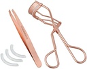 TWEEZERMAN ProMaster ondulător de gene (clește extra lat pentru ochi în formă de migdale, 3 plăcuțe de schimb), metal