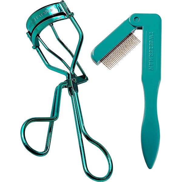 TWEEZERMAN ProMaster ondulător de gene (clește extra lat pentru ochi în formă de migdale, 3 plăcuțe de schimb), metal