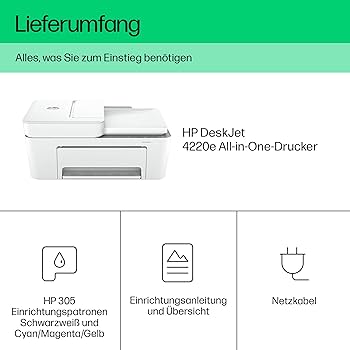 Imprimantă multifuncțională HP DeskJet 4220e, 3 luni de imprimare gratuită cu cerneală HP Instant inclusă, HP+, imprimantă, copiator, scaner, expediere fax mobil, WiFi, alimentator automat de documente, alb