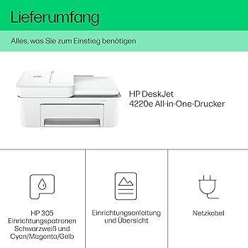 Imprimantă multifuncțională HP DeskJet 4220e, 3 luni de imprimare gratuită cu cerneală HP Instant inclusă, HP+, imprimantă, copiator, scaner, expediere fax mobil, WiFi, alimentator automat de documente, alb
