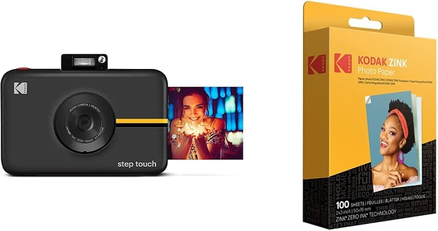 Aparat foto digital KODAK Step Touch de 13 MP și imprimantă instantanee cu ecran tactil LCD de 3,5 inchi, video HD 1080p, zoom optic 10x, oglindire selfie, suită de editare, tehnologie de imprimare Bluetooth și zinc |