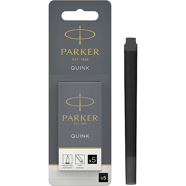 Cartușe de cerneală Parker pentru stilouri | cartușe scurte | cerneală neagră QUINK | 6 bucăți