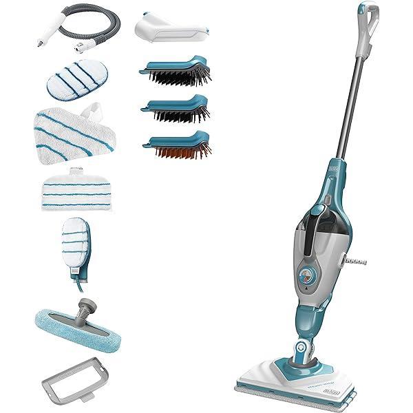 BLACK+DECKER - Mop cu abur STEAMITT cu detergent de maini si manusa - 12 accesorii - Multifunctional 1300 W - Timp de incalzire 15 sec - Rezervor 500 ml - Curatare perfecta - FSMH1321JSM-QS