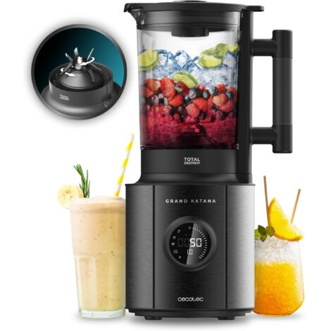 Mixer Cecotec Grand Katana 2700MAX Total Destroy Screen B. Putere maximă 2700W, afișaj digital, cuțit cu 8 lame cu acoperire de titan negru, turnător de sticlă de 1.8L