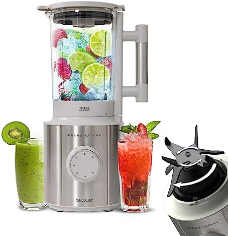 Mixer Cecotec Grand Katana 2700MAX Total Destroy Screen B. Putere maximă 2700W, afișaj digital, cuțit cu 8 lame cu acoperire de titan negru, turnător de sticlă de 1.8L