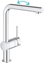 GROHE Minta - robinet de bucătărie cu un singur mâner (priză în L, pulverizator extras cu dublă clătire, pivotant la 360°, rezistent la zgârieturi), crom, 30274000 [Clasa de energie B]