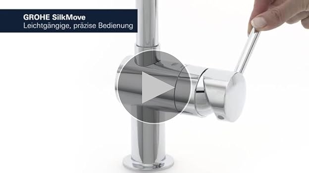 GROHE Minta - robinet de bucătărie cu un singur mâner (priză în L, pulverizator extras cu dublă clătire, pivotant la 360°, rezistent la zgârieturi), crom, 30274000 [Clasa de energie B]