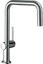 GROHE Minta - robinet de bucătărie cu un singur mâner (priză în L, pulverizator extras cu dublă clătire, pivotant la 360°, rezistent la zgârieturi), crom, 30274000 [Clasa de energie B]