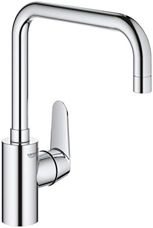 GROHE Minta - robinet de bucătărie cu un singur mâner (priză în L, pulverizator extras cu dublă clătire, pivotant la 360°, rezistent la zgârieturi), crom, 30274000 [Clasa de energie B]
