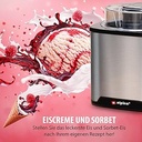 Aparat de inghetata alpina - aparat de inghetata moale - potrivit pentru inghetata, gelato, iaurt congelat si sorbet - continut 2L - auto-oprire automata - otel inoxidabil - argintiu