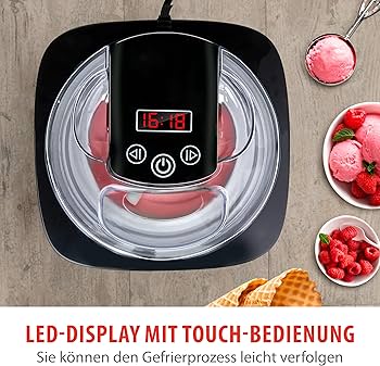 Aparat de inghetata alpina - aparat de inghetata moale - potrivit pentru inghetata, gelato, iaurt congelat si sorbet - continut 2L - auto-oprire automata - otel inoxidabil - argintiu