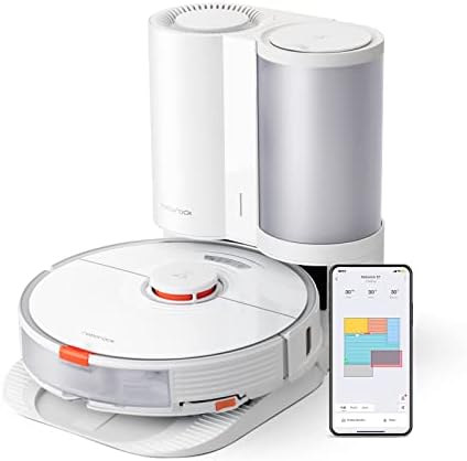 Aspirator robot roborock S7, cu aspirație de 2500 Pa, curățare sonică, recunoaștere cu ultrasunete a covorului (alb)