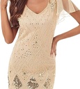 Rochie lungă de damă Gatsby cu franjuri roșu roz roșu din anii 1920 Mărimea femeilor Costum de petrecere Art Deco cu paiete din anii 1920 (aur roz, EU 38)