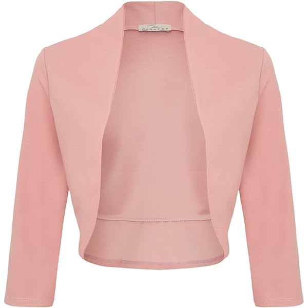 DANAEST Cardigan de sărbători Bolero pentru femei Jachetă elegantă cu umeri, cu mâneci 3/4, Top scurt (708)