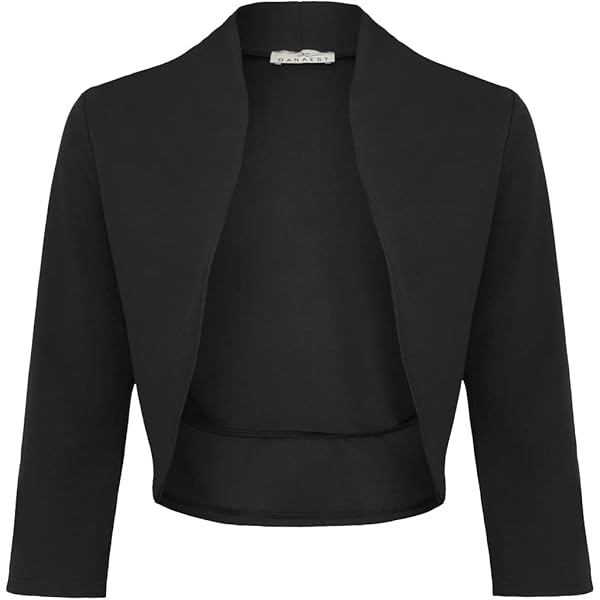 DANAEST Cardigan de sărbători Bolero pentru femei Jachetă elegantă cu umeri, cu mâneci 3/4, Top scurt (708)