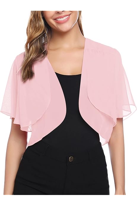 DANAEST Cardigan de sărbători Bolero pentru femei Jachetă elegantă cu umeri, cu mâneci 3/4, Top scurt (708)
