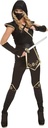 Leg Avenue 85629 Set 3 piese Stealth Ninja, costum de carnaval pentru femei, L, negru/auriu