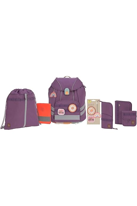LÄSSIG Set ghiozdan 7 piese copii/set școală Flexy Unique violet/violet