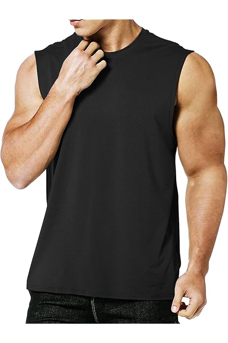 MEETYOO Tricou fără mâneci pentru bărbați, cămașă sport fără mâneci, tricou pentru fitness, tricou fără mâneci pentru alergare, jogging, sală