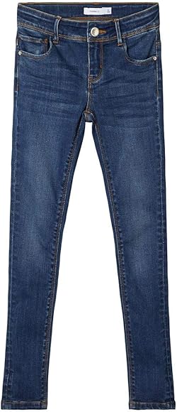 Blugi elastici skinny fit pentru fete NAME IT din denim gri