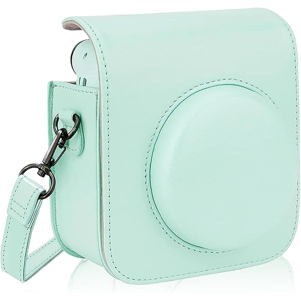 Geanta Rieibi pentru Mini 12 - Geanta din piele PU pentru Camera instantanee Mini 12 - Geanta detasabila cu curea de umar reglabila - Verde
