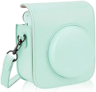 Geanta Rieibi pentru Mini 12 - Geanta din piele PU pentru Camera instantanee Mini 12 - Geanta detasabila cu curea de umar reglabila - Verde