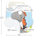 Ti TIN | Pachet de 4 bavete impermeabile pentru bebeluși cu închidere elastică 90% bumbac 10% poliester cu căptușeală de vinil | Pachet de 4 bavete pentru bebelusi cu varsta de 1 an si peste