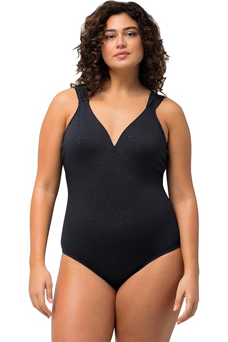 Jacquard leopard de damă Ulla Popken, cupe moi, costum de baie cu spatele jos
