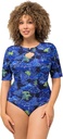Jacquard leopard de damă Ulla Popken, cupe moi, costum de baie cu spatele jos