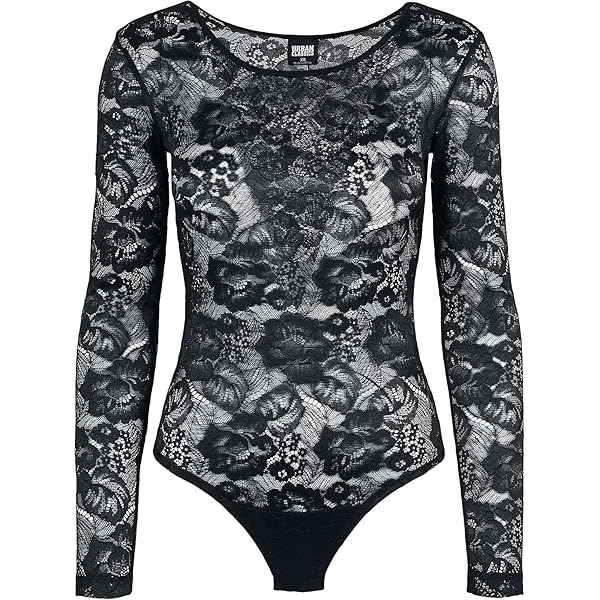 Urban Classics Ladies Lace Longsleeve Body, body dama, disponibil pe negru, marimi de la XS la 5XL