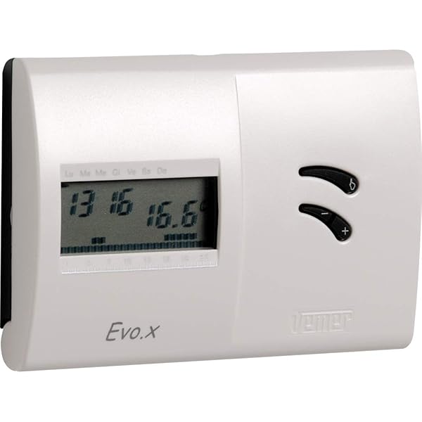 VEMER VN160800 ECO.X-W Termostat digital de încălzire, termostat de cameră cu program săptămânal, alimentat cu baterii, alb