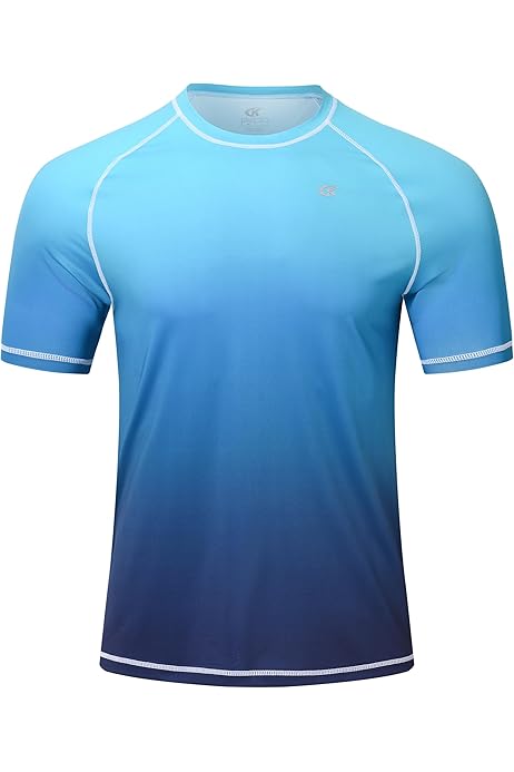 feooohosi Cămașă de înot mărime mare pentru bărbați Rash Guard Tricou de plajă cu mânecă scurtă de protecție pentru bărbați