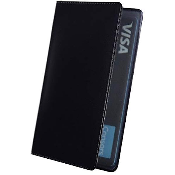 Husa pentru carduri kwmobile 3 in 1 din imitatie de piele - 10 x 6,5cm - mini portofel pentru carduri de credit - husa pentru carduri in format card de credit - albastru inchis