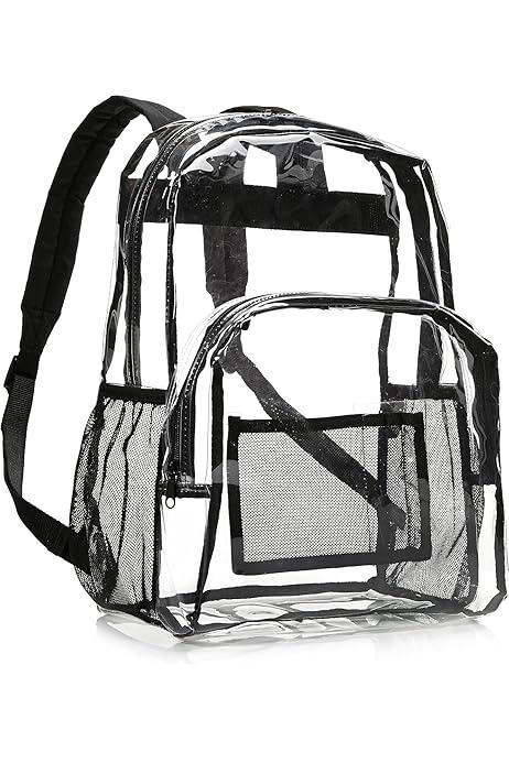 Rucsac de școală Amazon Basics, rucsac pentru femei, rucsac pentru bărbați, rucsac pentru copii, transparent din PVC, îndeplinește standardul stadionului, transparent